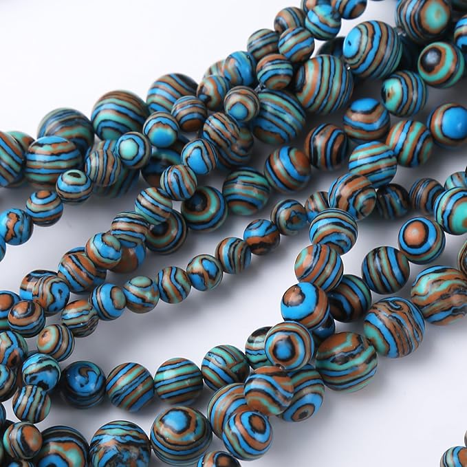 Blue Peacock Turquoise Stone Beads Gemstone Round Crystal Energy Jade Beads - Image 5