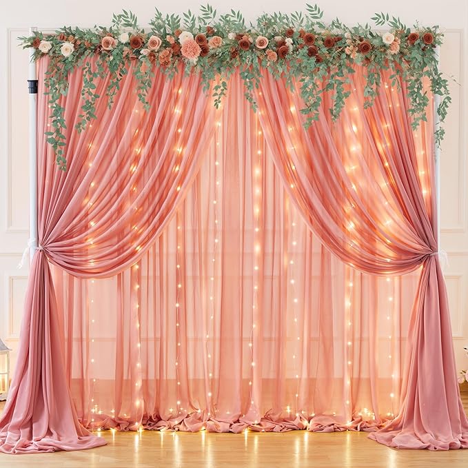 10ft x 7ft Dusty Rose Chiffon Backdrop Curtain - Image 2