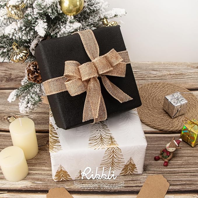 Ribbli Natural Burlap Wired Ribbon, 1” Inch x Continuous 20 Yard, Wired Edge - Image 2