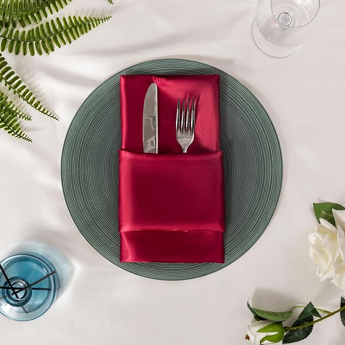36 Pack Square Satin Dinner Napkins, 16x16 Inches Silky Soft Smooth Table Cloth - Image 4