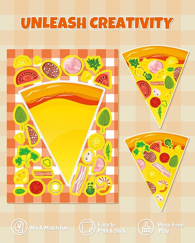Aowplc 32 Sheets Make A Pizza Stickers - Image 4