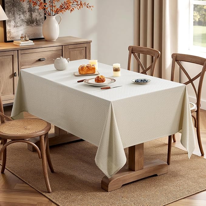 MIULEE Natural Linen Cottton Table Cloth Rectangle Tablecloth Waterproof - Image 4