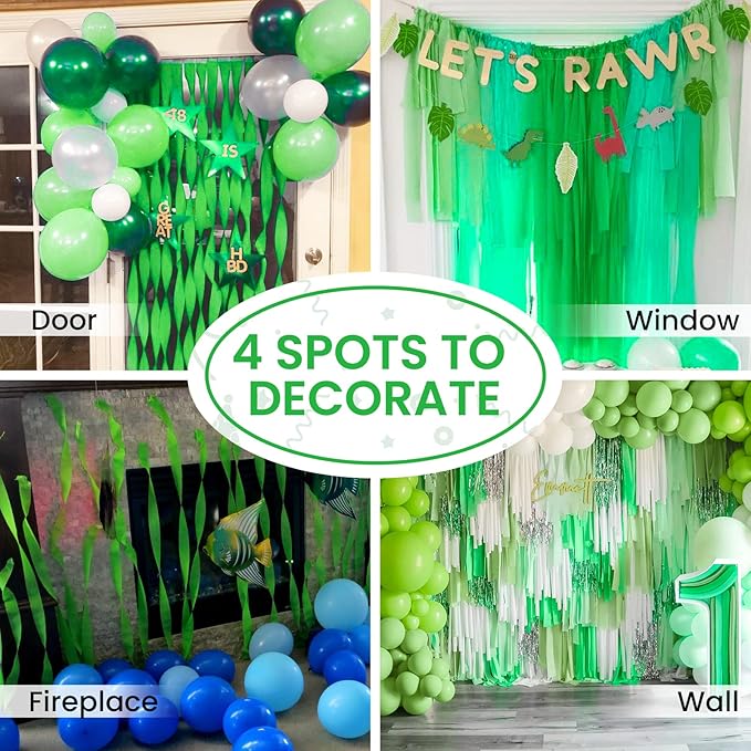 PartyWoo Crepe Paper Streamers 4 Rolls 328ft, Pack of Lime Green Crepe Paper - Image 5