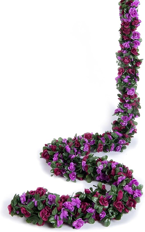 8 Pcs x 8.2 ft Flower Garland Artificial Rose Vine Flowers - Image 8