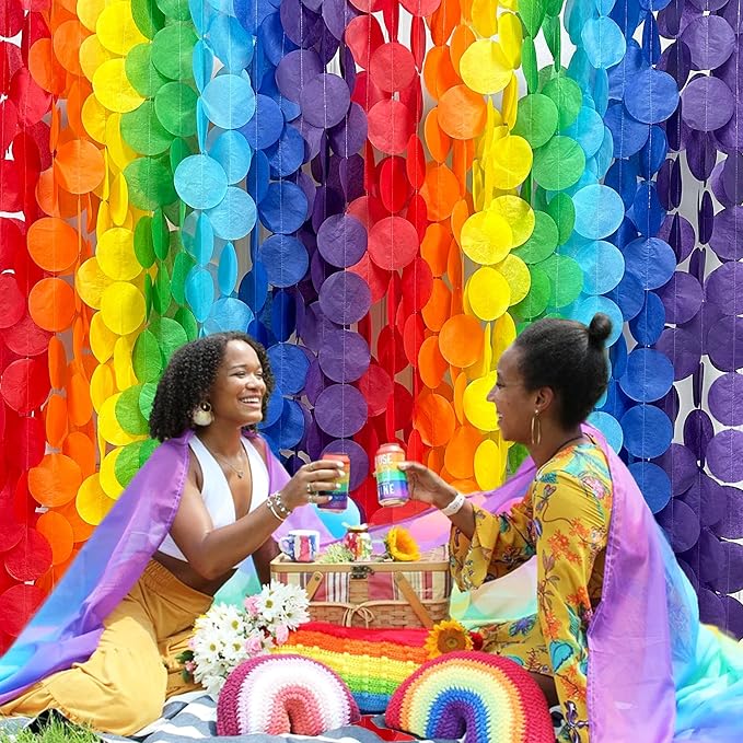 205Ft Rainbow Party Decorations Big Polka Dots Tissue Paper Backdrop Streamer - Image 5