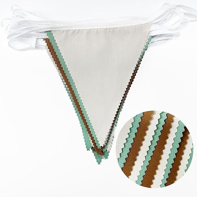 32Ft Sage Green Brown Party Decorations Retro Colored Triangle Flag Fabric - Image 2
