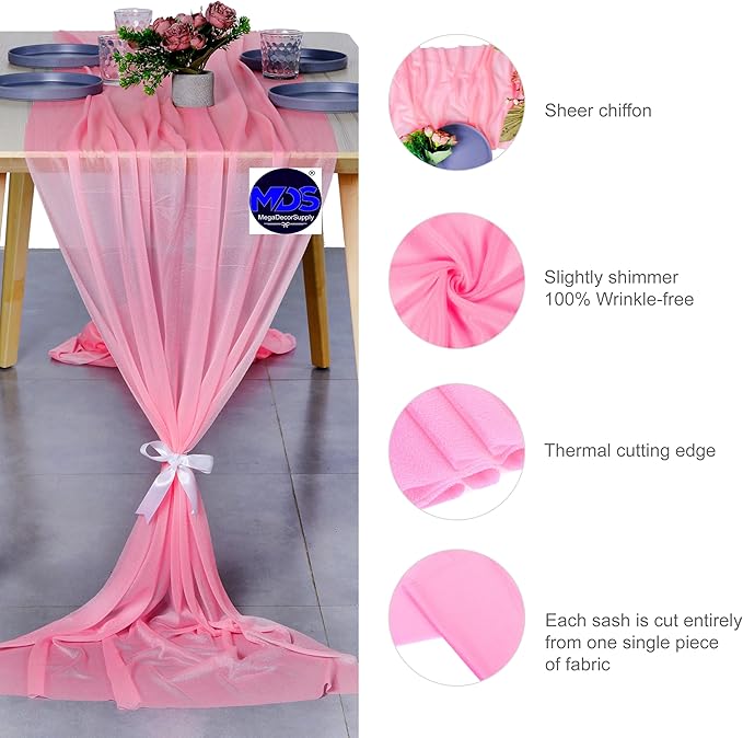 MDS 2 Pack 10ft Chiffon Table Runner 29 x 120 Inches Sheer Wedding Runner - Image 4