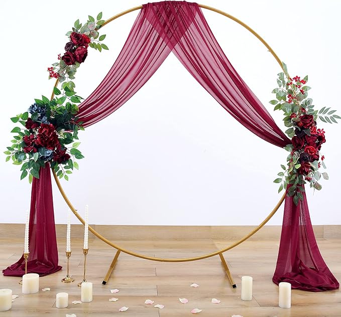 gogoparti Wedding Arch Draping Fabric Burgundy Arch Drapes Sheer Backdrop - Image 7