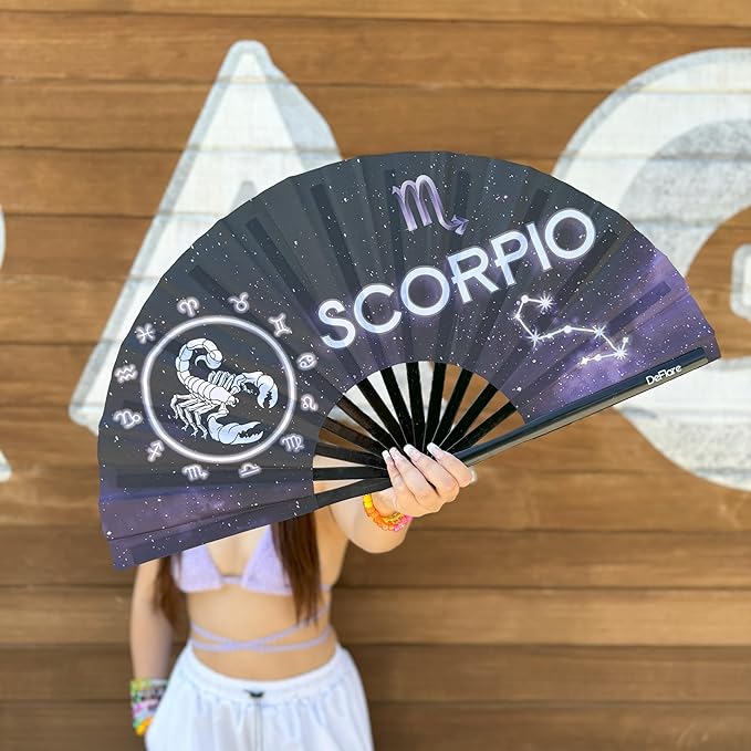 DeFlare | Cosmic Zodiac Rave Fan | Zodiac Sign Hand Fan | Astrology Rave Fan | - Image 4