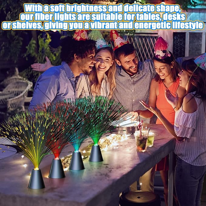 Patelai 16 Pcs LED Fiber Optic Lamp Color Changing Fiber Optic Night Light - Image 6