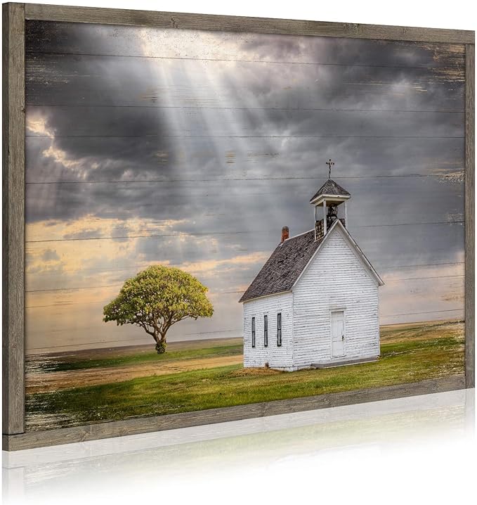 Wooden Barn Landscape Artwork Painting by WALLSUPDECOR