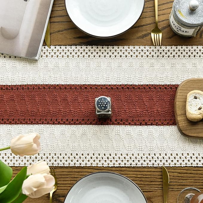 Artoid Mode Caramel Farmhouse Rustic Table Runner, Seasonal Holiday Hollow - Image 3