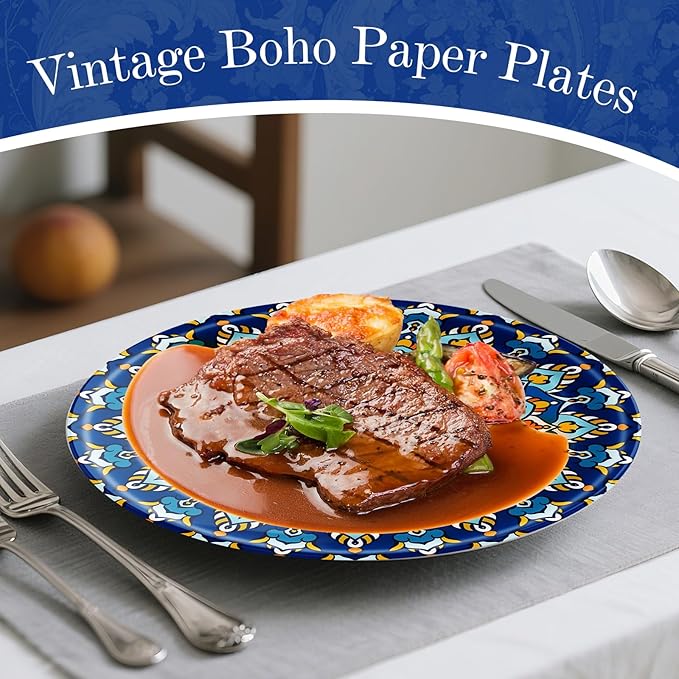 100 Count Boho Paper Plates – Disposable Plates - Image 5