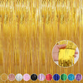 Crosize 4 Pack 3.3 x 9.9 ft Gold Foil Fringe Curtains Party Decorations by Crosize