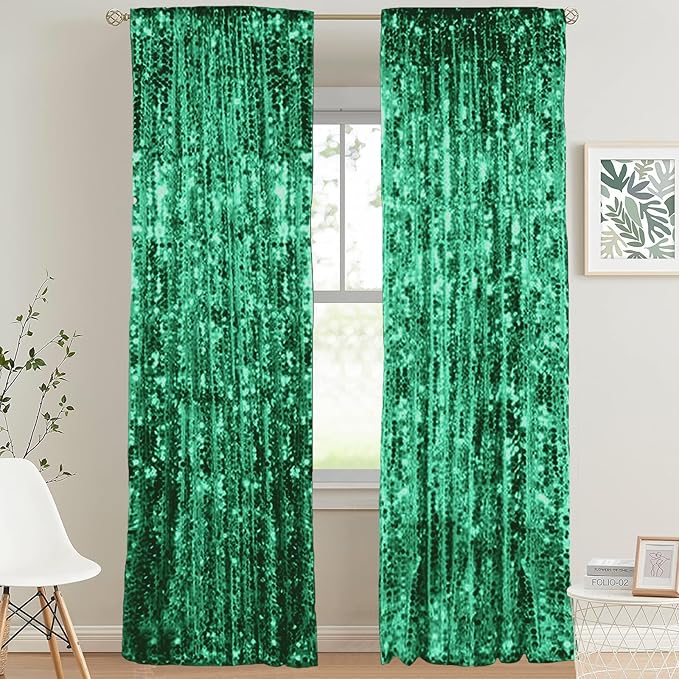 HH 9x9FT Green Big Sequin Backdrop Curtains, Sequin Photo Backdrop Payette - Image 5