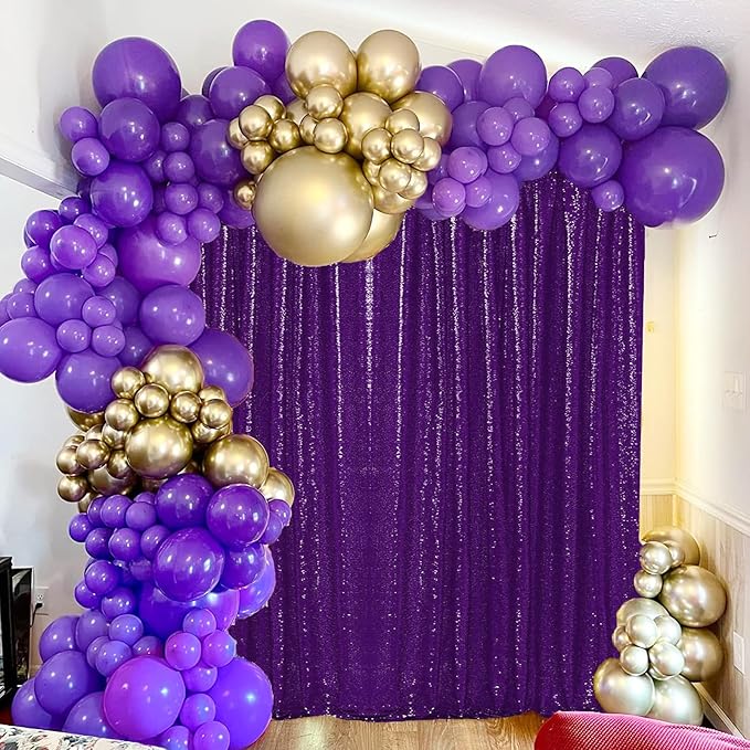 JYFLZQ Purple Sequin Backdrop Curtains 10ft x 10ft 1 Panel Glitter Photo Booth - Image 5