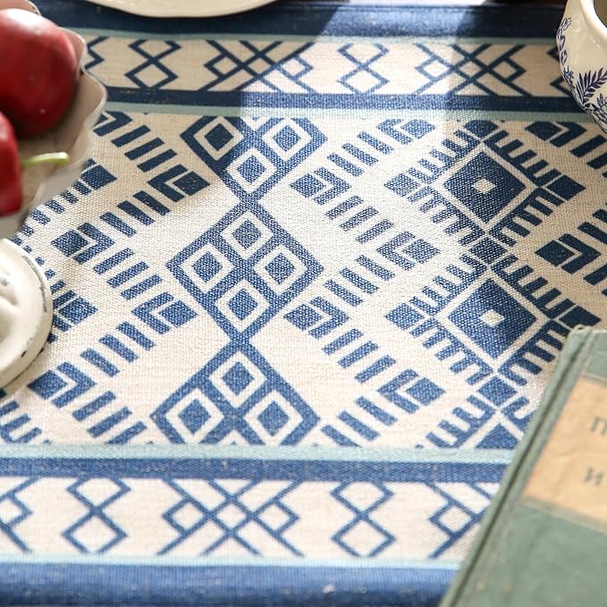 Chinoiserie Blue Stripe Cloth Runner - Image 3