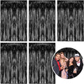 5 Pack Foil Curtain Backdrop Black Metallic Tinsel Foil Fringe Curtains Photo by KEJ