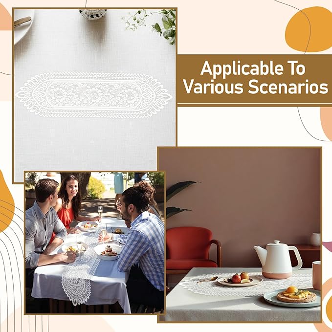 6 Pack Crochet Lace Table Runner White Lace Doilies - Image 7