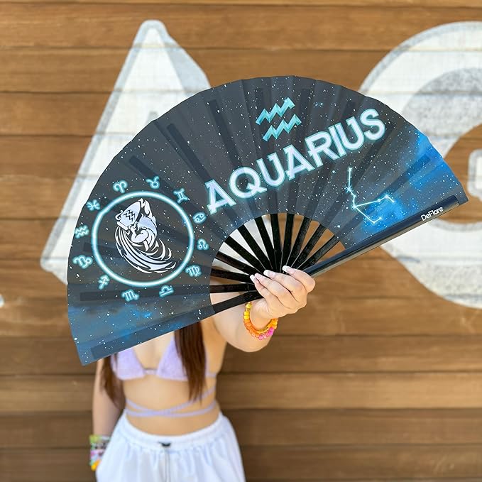 DeFlare | Cosmic Zodiac Rave Fan | Zodiac Sign Hand Fan | Astrology Rave Fan | - Image 4