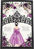 50Pcs Purple Crown Invitations for Quinceanera, 15 year, Sweet 16, Miss XV by DreamBuilt