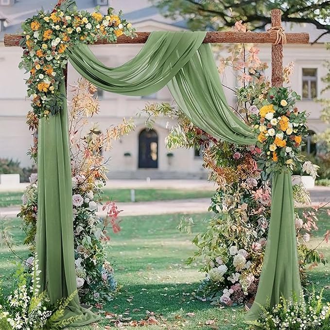 Wedding Arch Draping Fabric 4 Panels 20Ft length x 28" width Sage Green Arch - Image 2