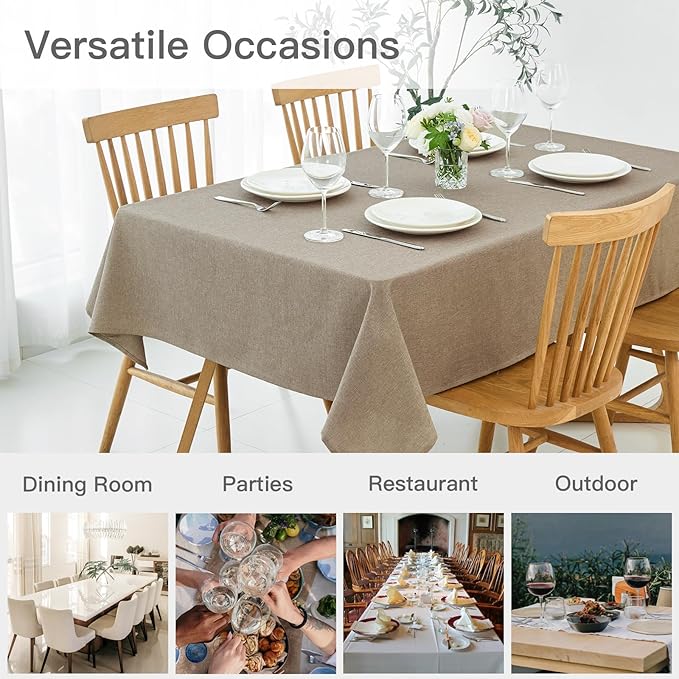 maxmill Linen Texture Tablecloth Water Resistance Antiwrinkle Spillproof - Image 9