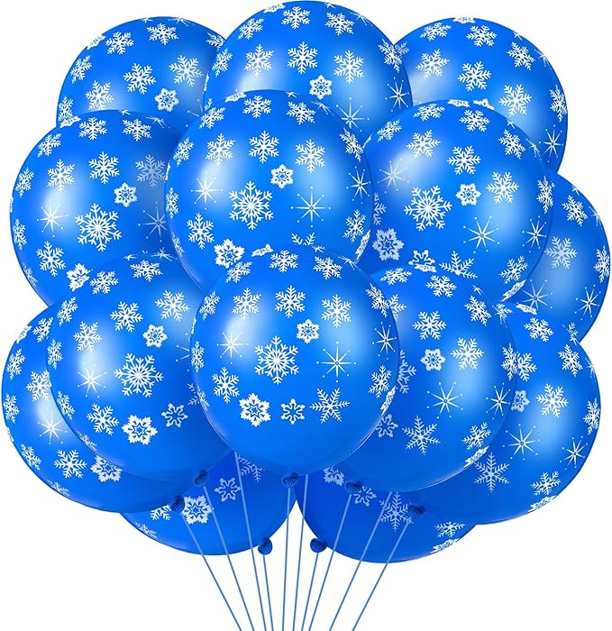 Skylety 40 Pieces Snowflake Balloons Bulk Winter Transparent Snowflake Latex by Skylety
