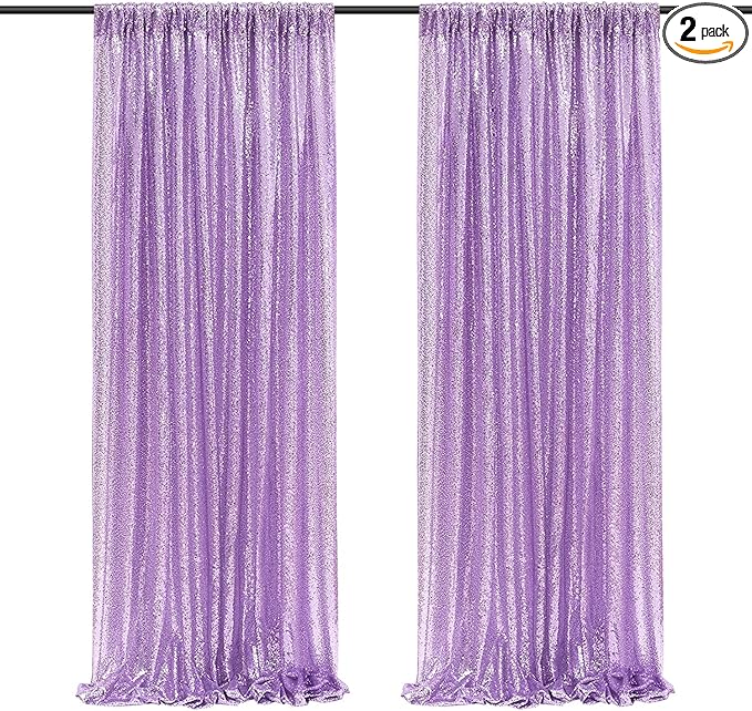Poise3EHome 2Pcs 2Ft x 8Ft Sequin Backdrop Curtains, Glitter Photography by Poise3EHome