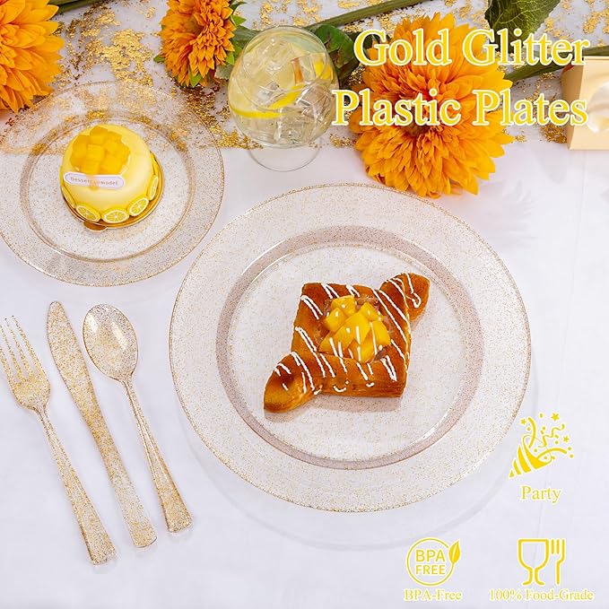 WDF 200PCS Gold Plastic Plates - Image 7