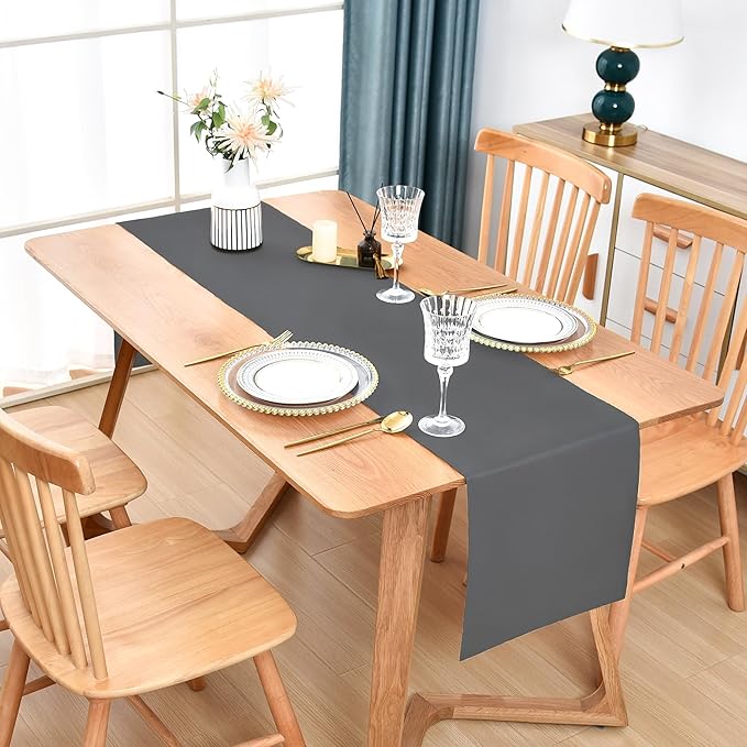 Farmhouse Grey Table Runner Dining Table Runners 72 Inches Long Coffee Table - Image 2