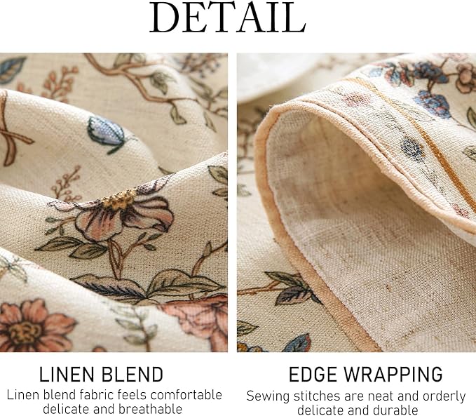 ISAENNE Designer Linen Table Runner 118 Inches Extra Long, Elegant Floral Bird - Image 7