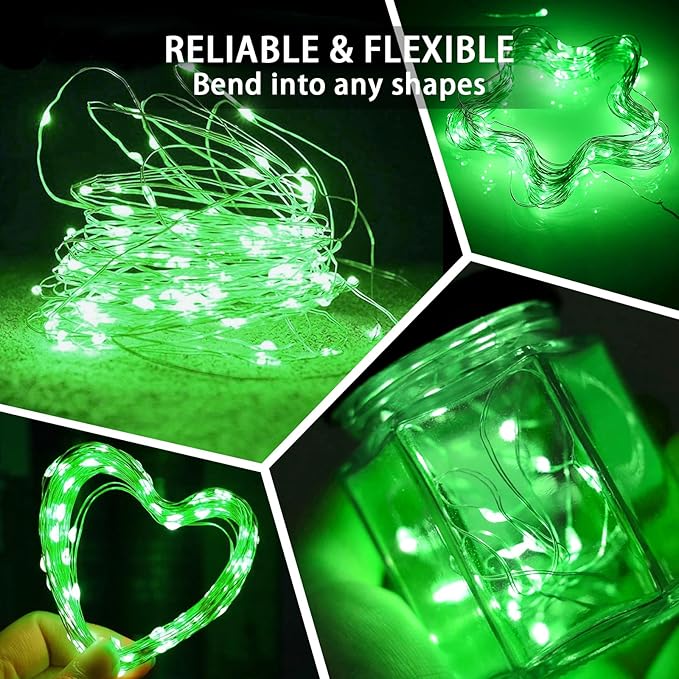24 Pack Green Fairy Lights 7Ft 20 LED Twinkle String Lights 3 Modes Battery - Image 5