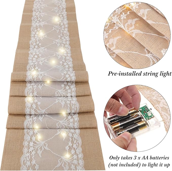 Xinnun 6 Pcs Burlap Table Runner - Image 2