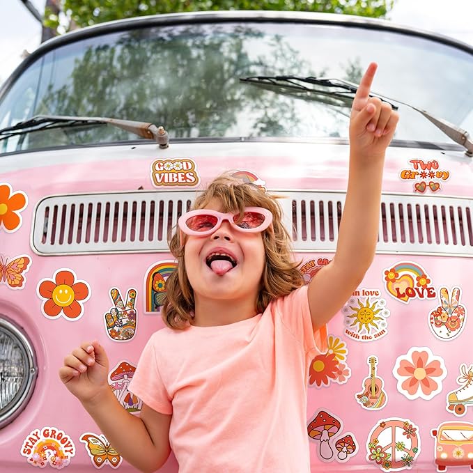 25 Pieces Hippie Car Flower Magnet Groovy Boho Flower Refrigerator Magnets - Image 6