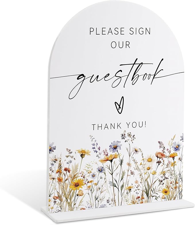 Wedding Signs for Ceremony and Reception, Boho Floral Please Sign Our Guestbook by Unknown
