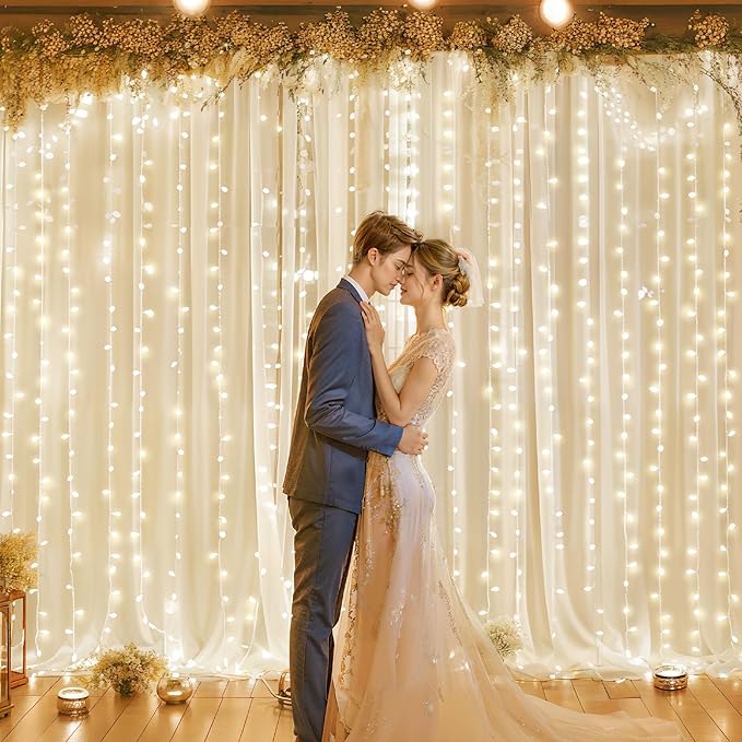 10ft x 10ft Ivory Chiffon Backdrop Curtain - Image 3