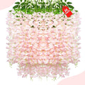 24 Pack Light Pink Wisteria Hanging Flowers, 3.4 Ft Fake Hanging Flowers by ZEBMOON