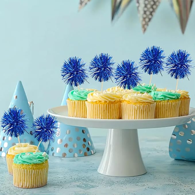Ephlyn 30Pcs Foil Firework Cupcake Toppers Sparkles Fireworks Sticks Birthday - Image 4