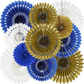 BEISHIDA Blue Gold White Hanging Honeycomb Round Paper Fans Decoration Set by Beishida