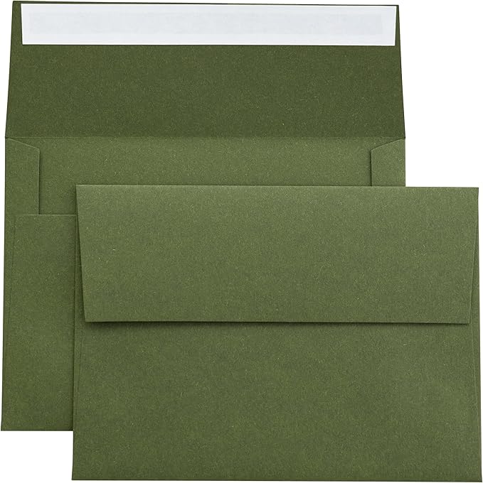 PONATIA 50 PCS 5x7 Envelopes, Olive Green Self- Adhesive A7 Envelopes by ponatia