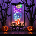 Halloween Ice Cream Skull Neon Sign, Quirky Gothic LED Wall Art, Skull Neon by Mingxigo