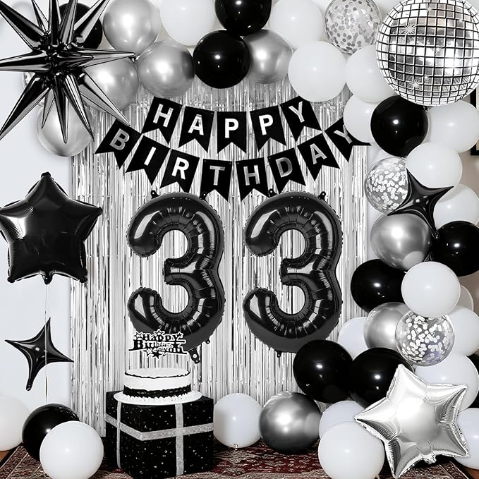33rd Birthday Decorations for Men Women, Fringe Curtains Kit - Image 7