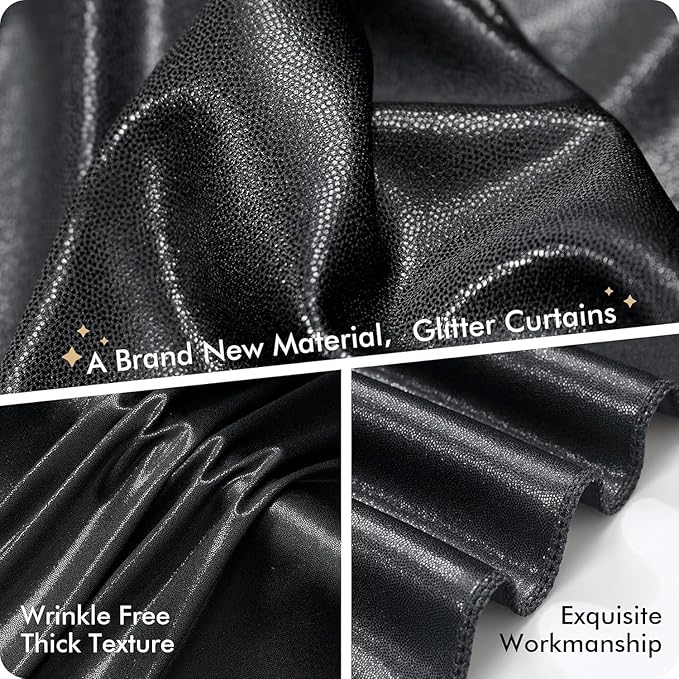 30ftx10 ft Black Glitter Sequin Backdrop Curtain - Image 3