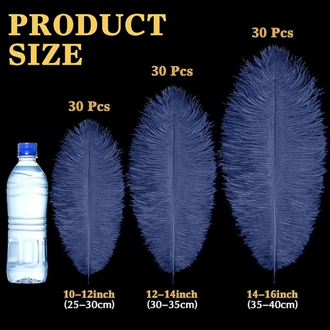 Maitys 90 Pcs Large Natural Ostrich Feathers Bulk 14-16 Inch 12-14 Inch 10-12 - Image 2