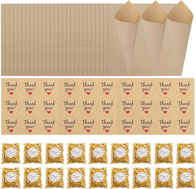PATIKIL Dried Flower Confetti Cones, Light Yellow/Pink - Image 8