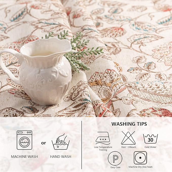 Mysky Home Waterproof Tablecloth Rectangle 60x102 Inch Rustic Burlap Tablecloth - Image 4