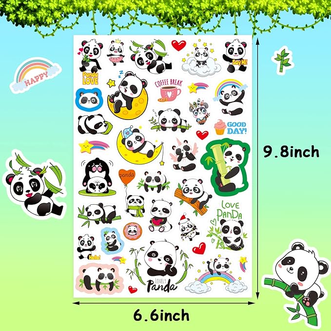 Cute Panda Stickers Cool Funny Panda Adhesive Waterproof Stickers 665 Counts - Image 7
