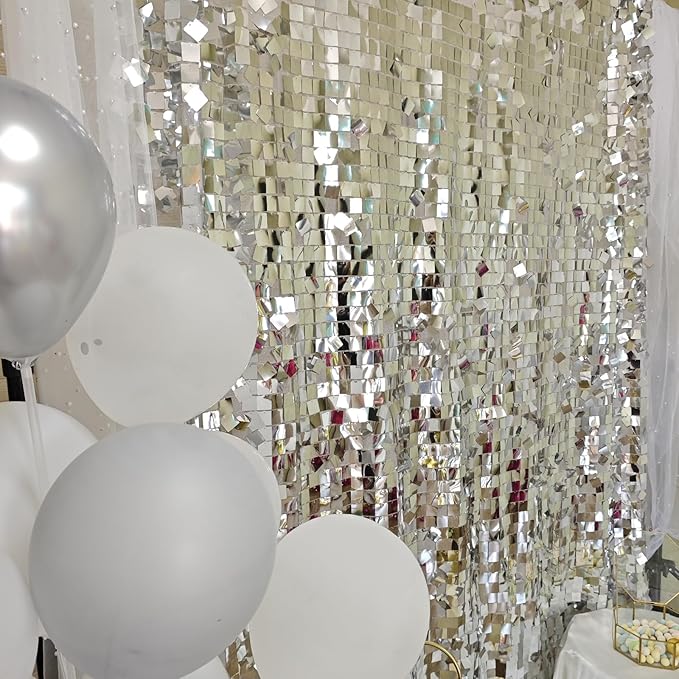 Silver Sequin Backdrop 8ft * 8ft 1 Panel, Shimmer Wall Backdrop Photobooth Props - Image 4
