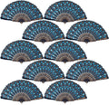 QIRMIZI 10 Pack Fabric Folding Handheld Fans, and Dancing, Light Blue by QIRMIZI